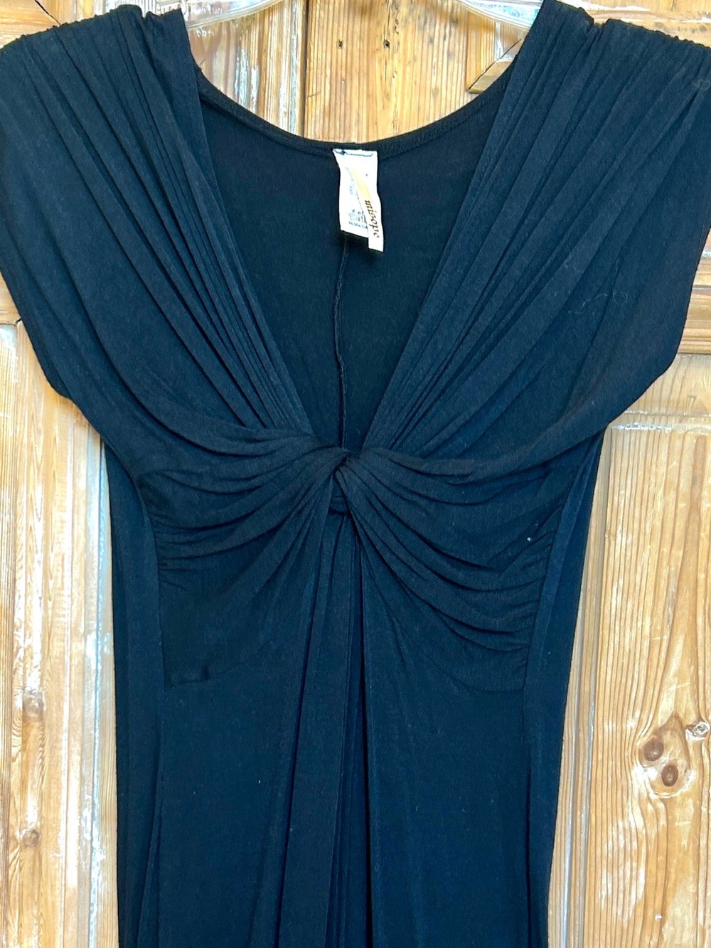 Misope Black Knot-Front Midi Dress